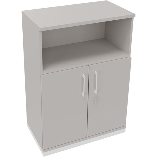 Regalschrank endless 800 x 1.133 x 442 mm (B x H x T) 1 Fachboden Flügeltüren ohne Rollen Holz lichtgrau