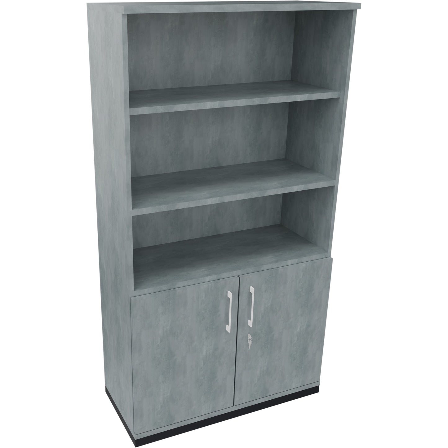 Regalschrank endless 1.000 x 1.869 x 442 mm (B x H x T) 3 Fachböden Flügeltüren ohne Rollen Holz beton hell