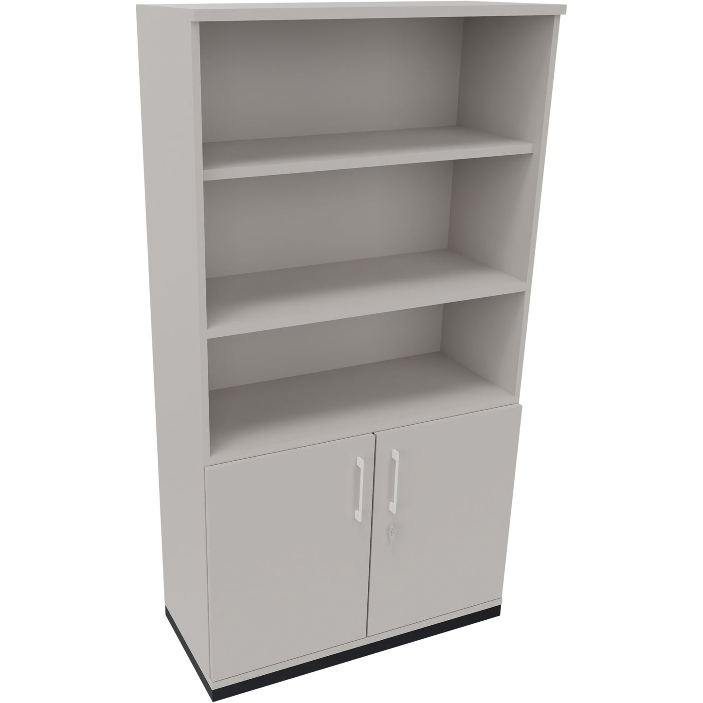 Regalschrank endless 1.000 x 1.869 x 442 mm (B x H x T) 3 Fachböden Flügeltüren ohne Rollen Holz lichtgrau