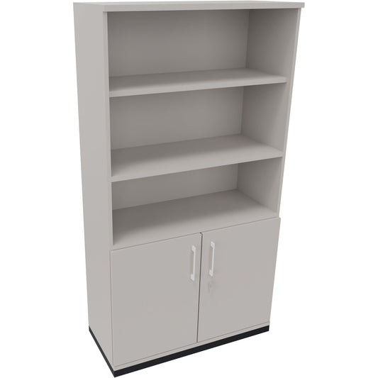 Regalschrank endless 1.000 x 1.869 x 442 mm (B x H x T) 3 Fachböden Flügeltüren ohne Rollen Holz lichtgrau