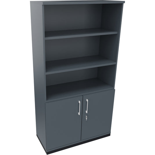 Regalschrank endless 1.000 x 1.869 x 442 mm (B x H x T) 3 Fachböden Flügeltüren ohne Rollen Holz lavagrau