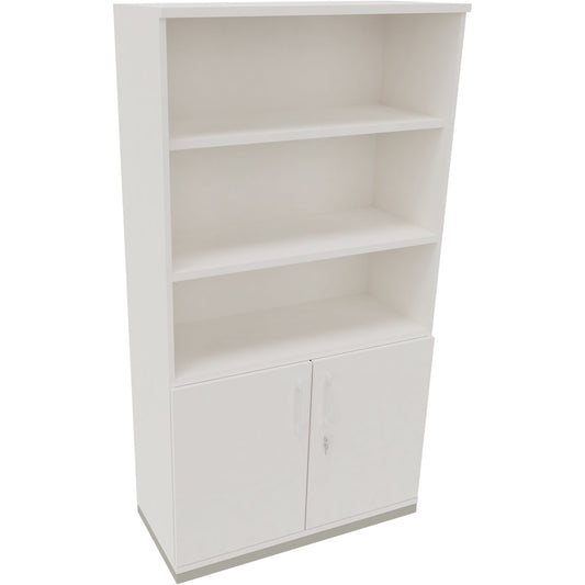 Regalschrank endless 1.000 x 1.869 x 442 mm (B x H x T) 3 Fachböden Flügeltüren ohne Rollen Holz diamant weiß