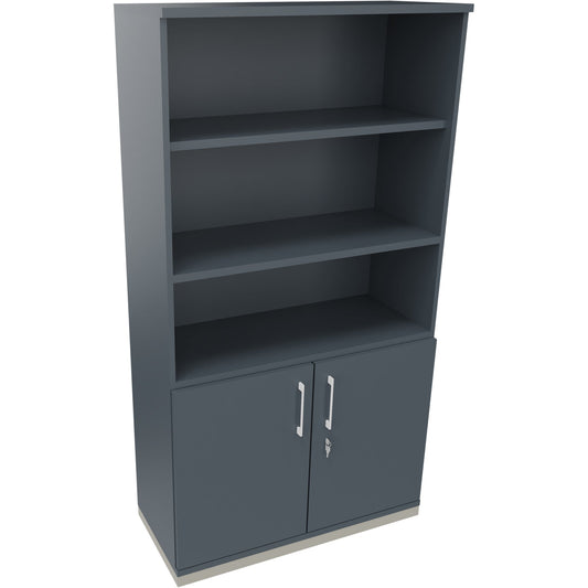 Regalschrank endless 1.000 x 1.869 x 442 mm (B x H x T) 3 Fachböden Flügeltüren ohne Rollen Holz lavagrau