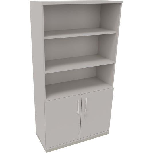 Regalschrank endless 1.000 x 1.869 x 442 mm (B x H x T) 3 Fachböden Flügeltüren ohne Rollen Holz lichtgrau