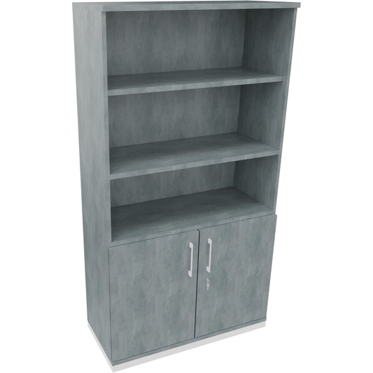 Regalschrank endless 1.000 x 1.869 x 442 mm (B x H x T) 3 Fachböden Flügeltüren ohne Rollen Holz beton hell