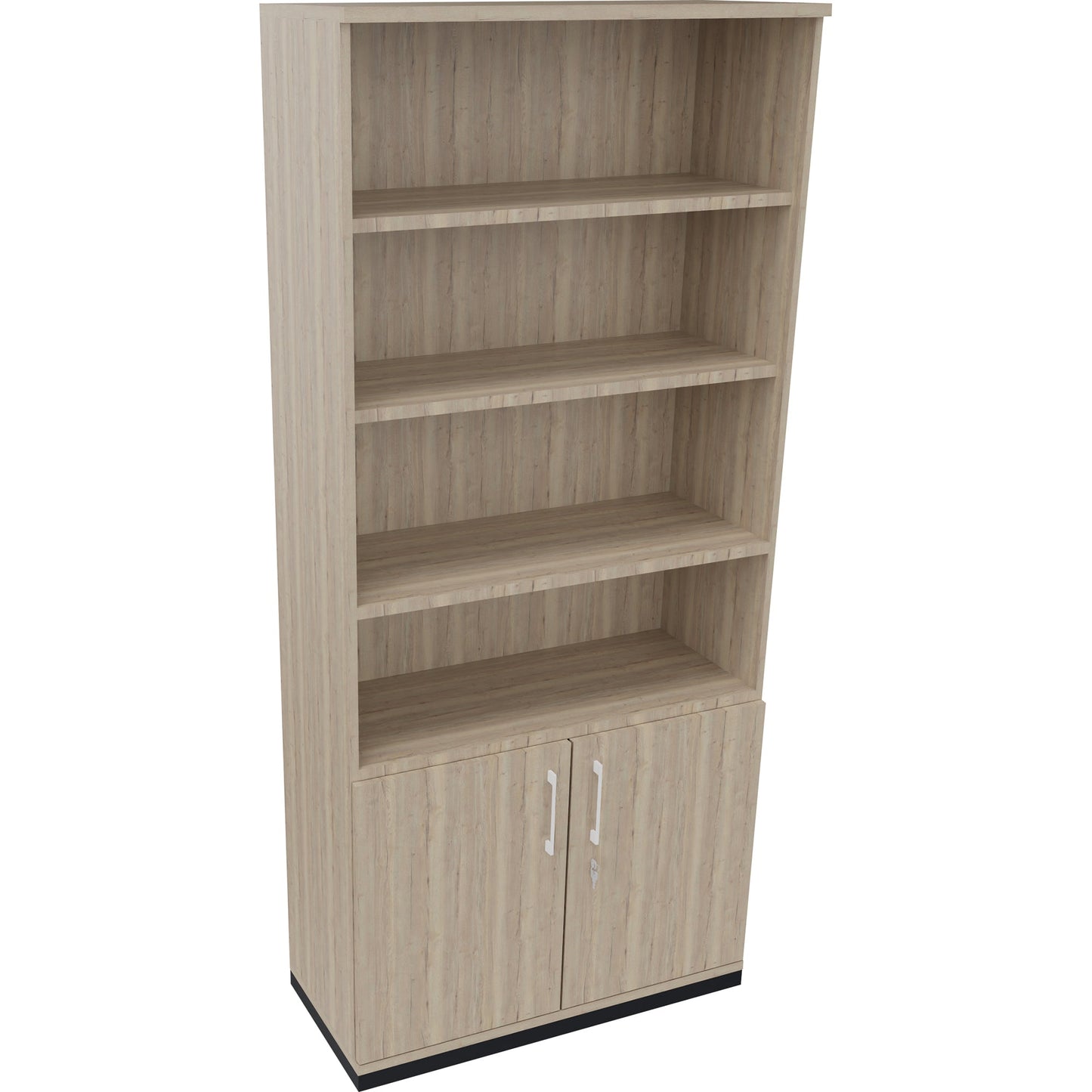 Regalschrank endless 1.000 x 2.221 x 442 mm (B x H x T) 4 Fachböden Flügeltüren ohne Rollen Holz eiche natur
