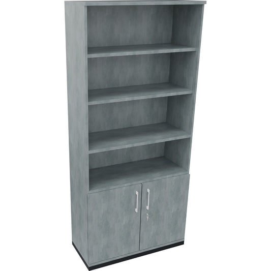 Regalschrank endless 1.000 x 2.221 x 442 mm (B x H x T) 4 Fachböden Flügeltüren ohne Rollen Holz beton hell