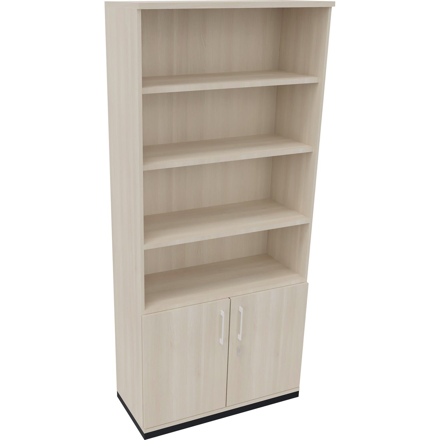 Regalschrank endless 1.000 x 2.221 x 442 mm (B x H x T) 4 Fachböden Flügeltüren ohne Rollen Holz akazie hell