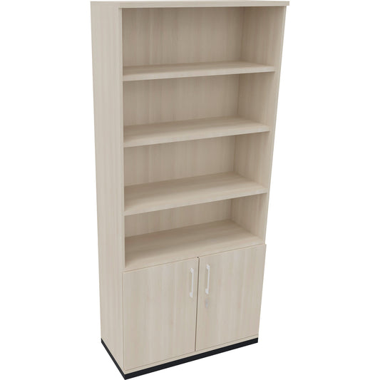Regalschrank endless 1.000 x 2.221 x 442 mm (B x H x T) 4 Fachböden Flügeltüren ohne Rollen Holz akazie hell