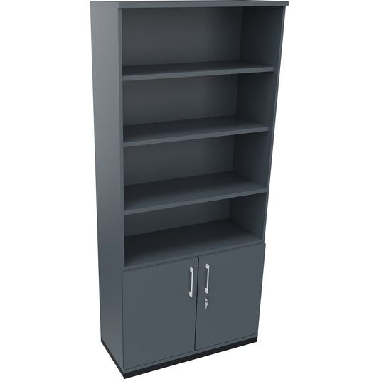 Regalschrank endless 1.000 x 2.221 x 442 mm (B x H x T) 4 Fachböden Flügeltüren ohne Rollen Holz lavagrau