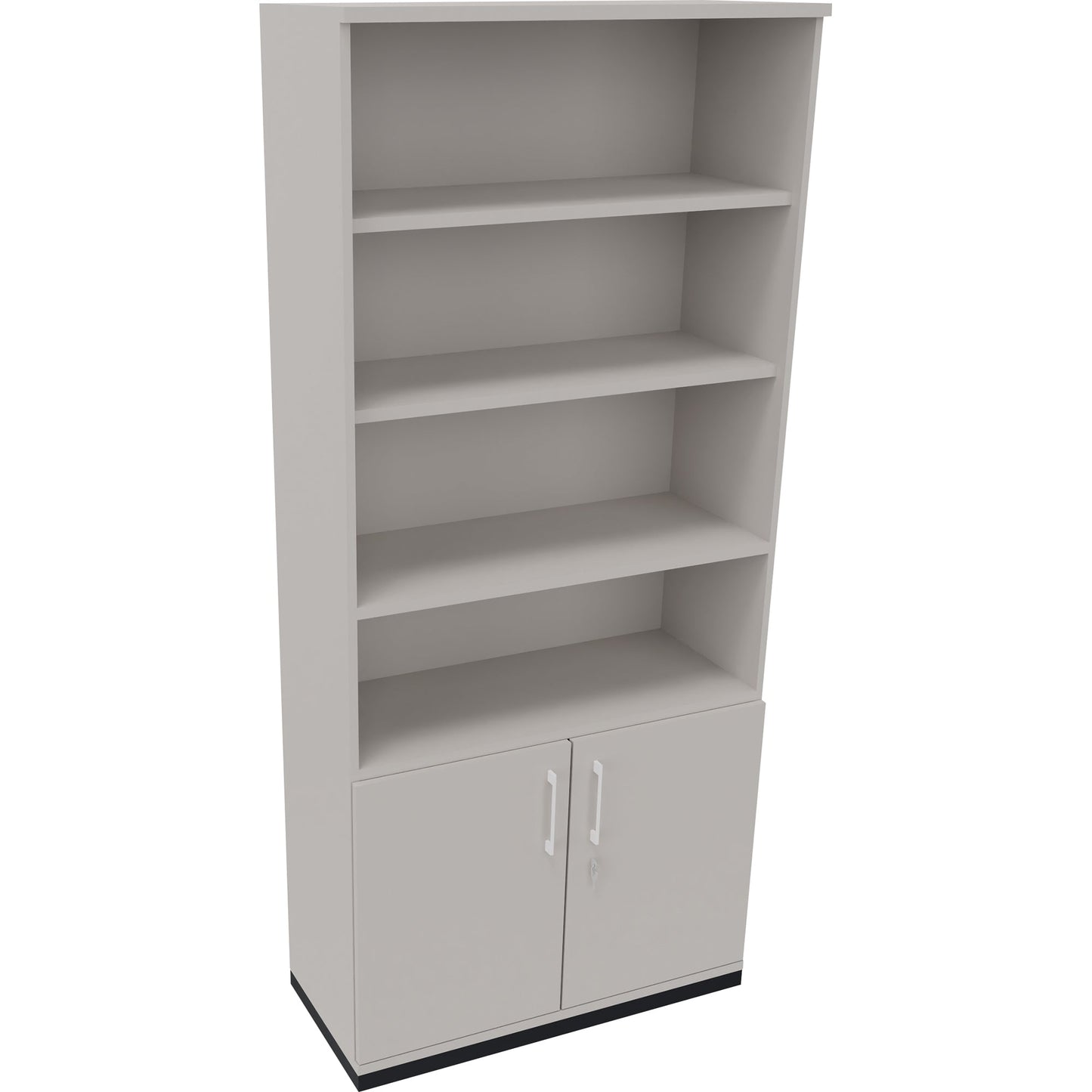 Regalschrank endless 1.000 x 2.221 x 442 mm (B x H x T) 4 Fachböden Flügeltüren ohne Rollen Holz lichtgrau