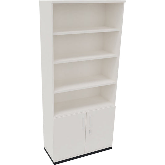 Regalschrank endless 1.000 x 2.221 x 442 mm (B x H x T) 4 Fachböden Flügeltüren ohne Rollen Holz diamant weiß