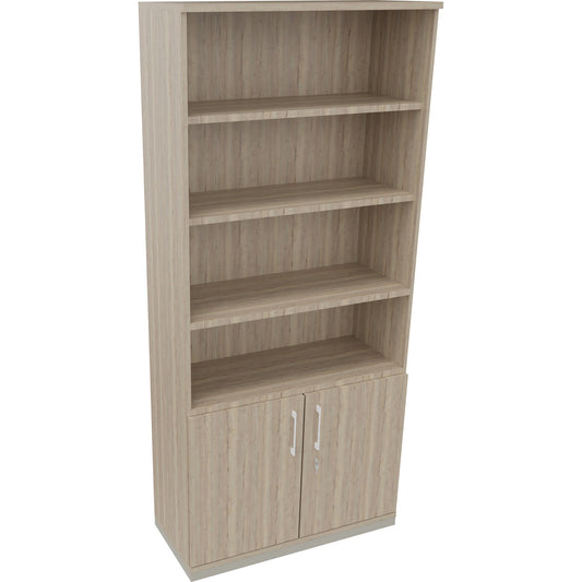 Regalschrank endless 1.000 x 2.221 x 442 mm (B x H x T) 4 Fachböden Flügeltüren ohne Rollen Holz eiche natur