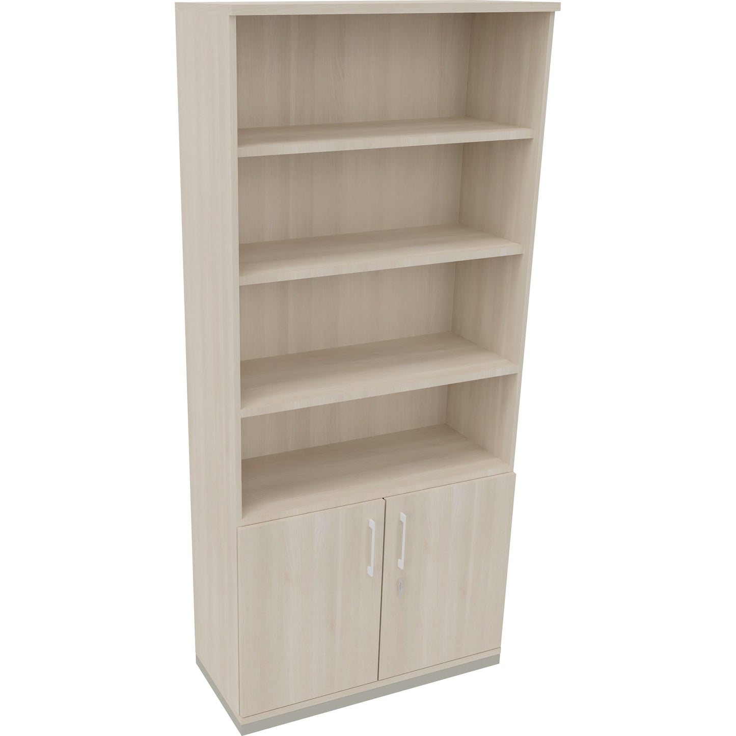 Regalschrank endless 1.000 x 2.221 x 442 mm (B x H x T) 4 Fachböden Flügeltüren ohne Rollen Holz akazie hell