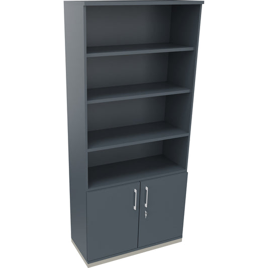 Regalschrank endless 1.000 x 2.221 x 442 mm (B x H x T) 4 Fachböden Flügeltüren ohne Rollen Holz lavagrau