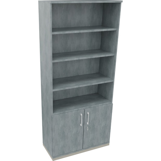 Regalschrank endless 1.000 x 2.221 x 442 mm (B x H x T) 4 Fachböden Flügeltüren ohne Rollen Holz beton hell