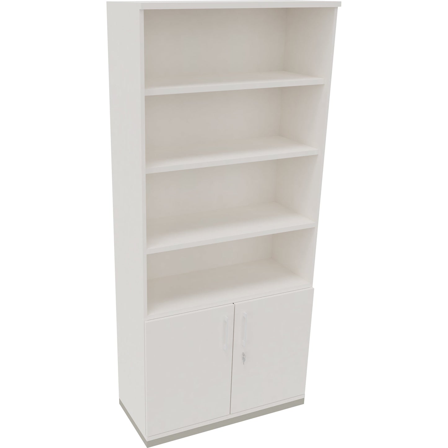 Regalschrank endless 1.000 x 2.221 x 442 mm (B x H x T) 4 Fachböden Flügeltüren ohne Rollen Holz diamant weiß
