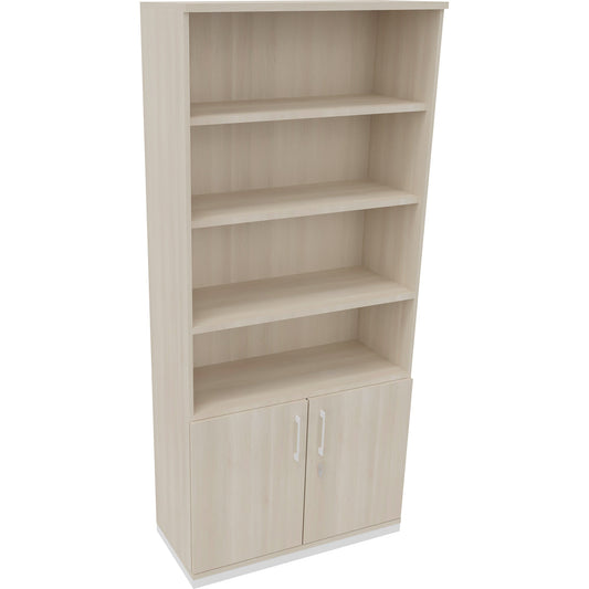 Regalschrank endless 1.000 x 2.221 x 442 mm (B x H x T) 4 Fachböden Flügeltüren ohne Rollen Holz akazie hell