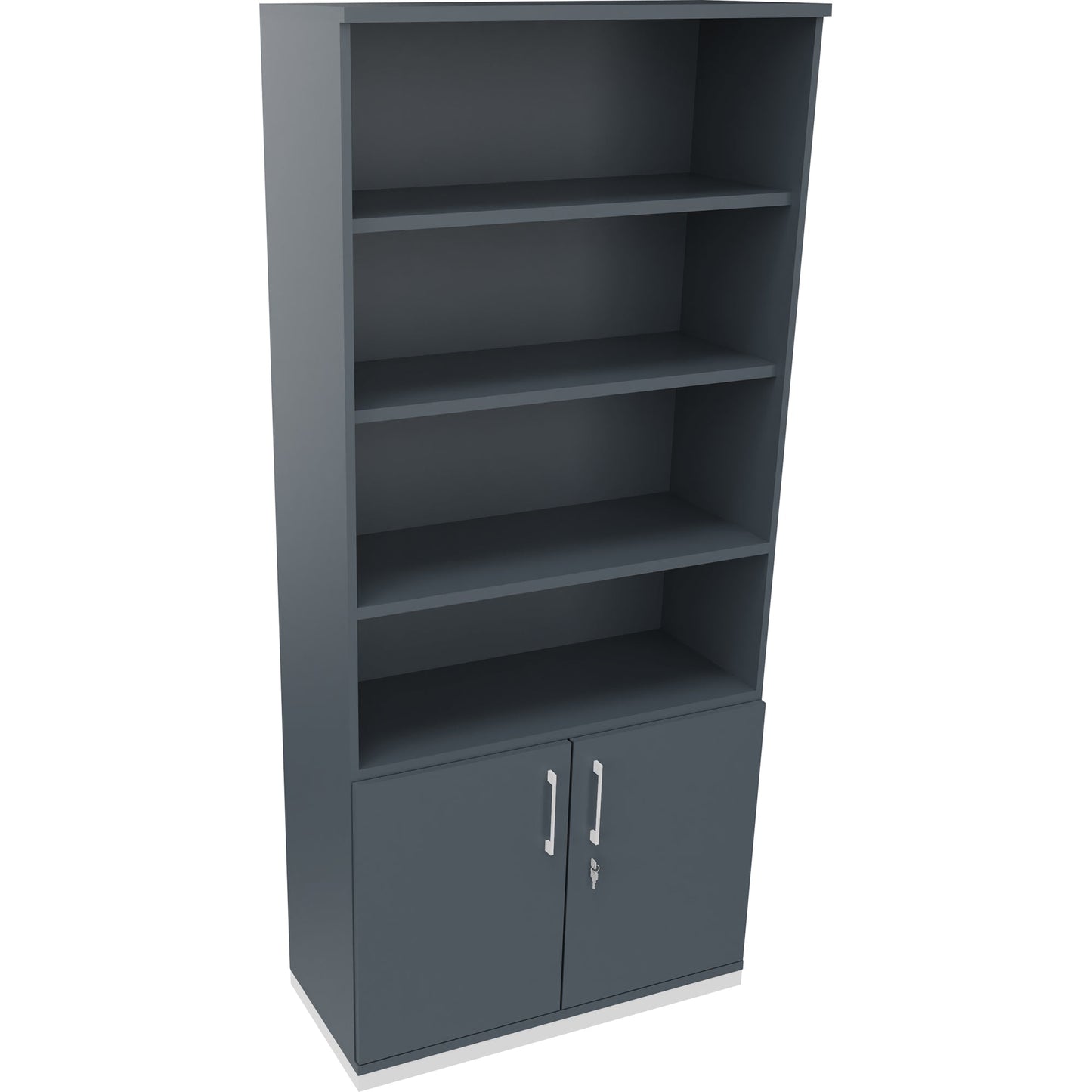 Regalschrank endless 1.000 x 2.221 x 442 mm (B x H x T) 4 Fachböden Flügeltüren ohne Rollen Holz lavagrau