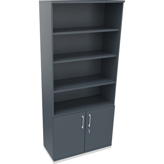 Regalschrank endless 1.000 x 2.221 x 442 mm (B x H x T) 4 Fachböden Flügeltüren ohne Rollen Holz lavagrau