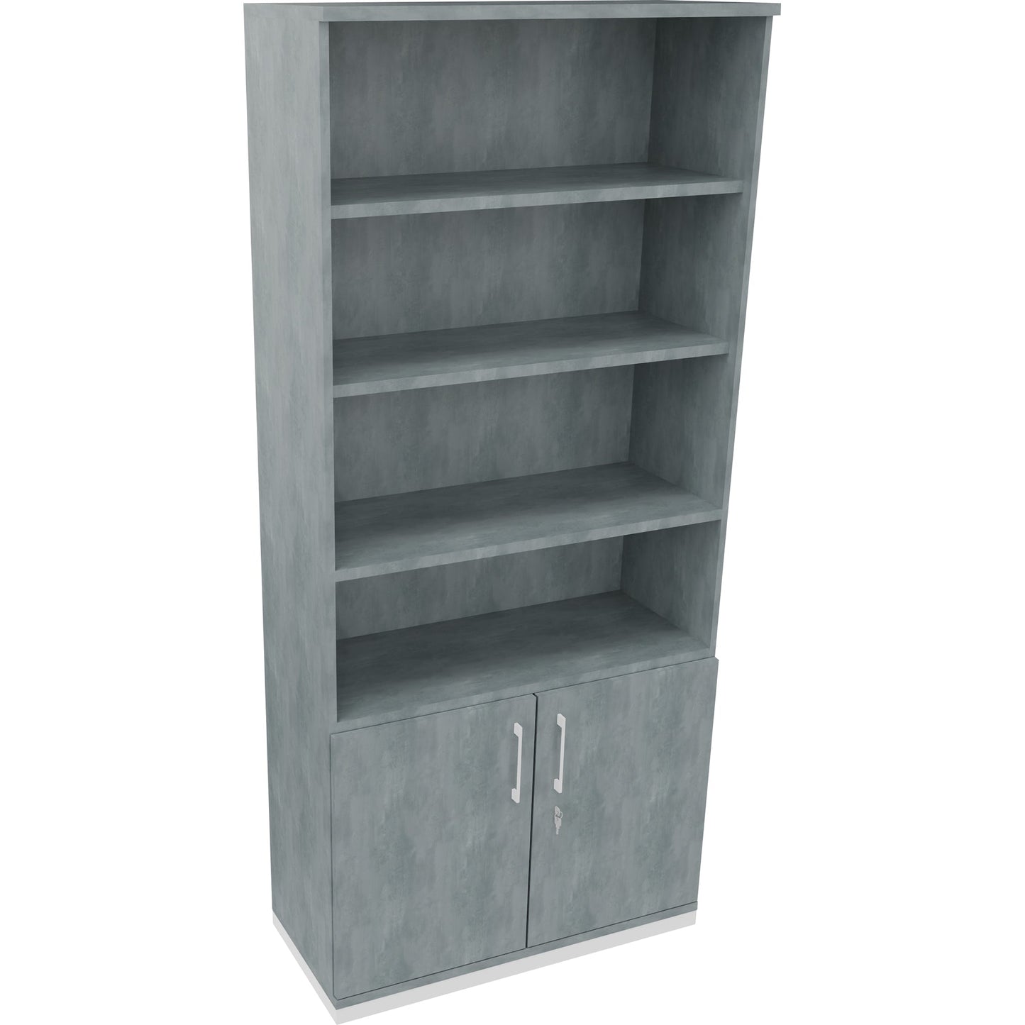 Regalschrank endless 1.000 x 2.221 x 442 mm (B x H x T) 4 Fachböden Flügeltüren ohne Rollen Holz beton hell