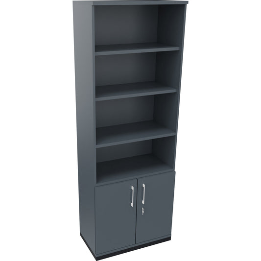 Regalschrank endless 800 x 2.221 x 442 mm (B x H x T) 4 Fachböden Flügeltüren ohne Rollen Holz lavagrau