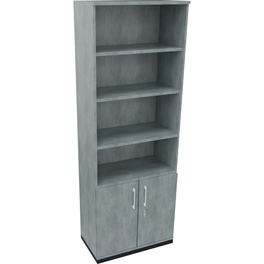 Regalschrank endless 800 x 2.221 x 442 mm (B x H x T) 4 Fachböden Flügeltüren ohne Rollen Holz beton hell