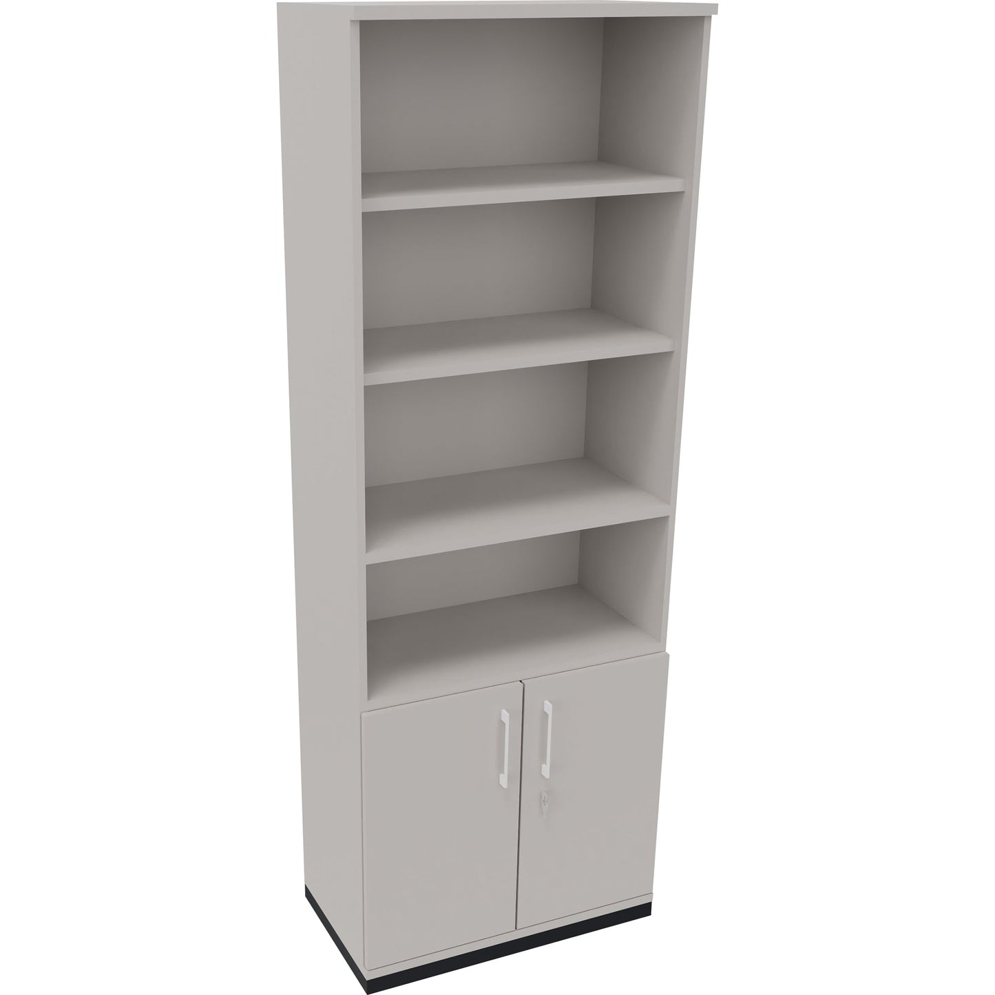 Regalschrank endless 800 x 2.221 x 442 mm (B x H x T) 4 Fachböden Flügeltüren ohne Rollen Holz lichtgrau