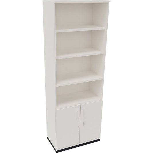 Regalschrank endless 800 x 2.221 x 442 mm (B x H x T) 4 Fachböden Flügeltüren ohne Rollen Holz diamant weiß