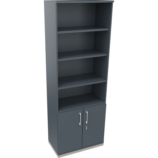 Regalschrank endless 800 x 2.221 x 442 mm (B x H x T) 4 Fachböden Flügeltüren ohne Rollen Holz lavagrau