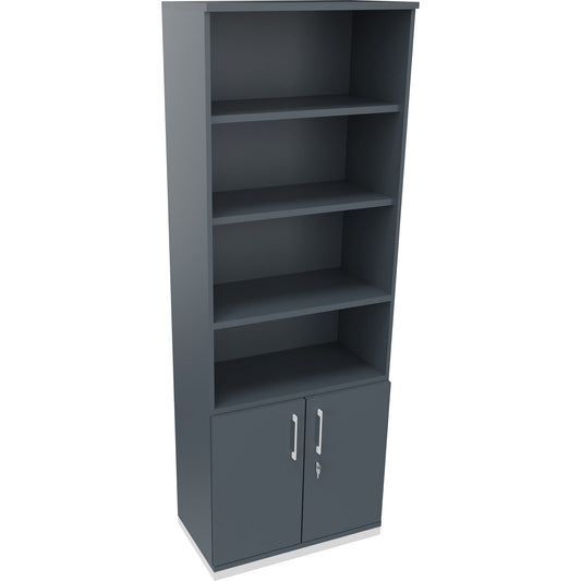 Regalschrank endless 800 x 2.221 x 442 mm (B x H x T) 4 Fachböden Flügeltüren ohne Rollen Holz lavagrau