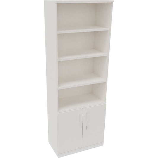 Regalschrank endless 800 x 2.221 x 442 mm (B x H x T) 4 Fachböden Flügeltüren ohne Rollen Holz diamant weiß