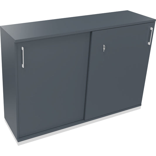 Schiebetürenschrank endless 1.600 x 1.133 x 442 mm (B x H x T) 4 Fachböden Holz lavagrau