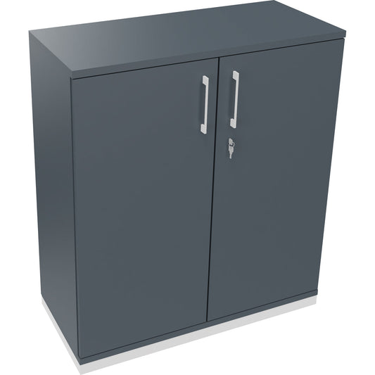 Flügeltürenschrank endless 1.000 x 1.133 x 442 mm (B x H x T) 2 Fachböden Holz Farbe: lavagrau verkehrsweiß