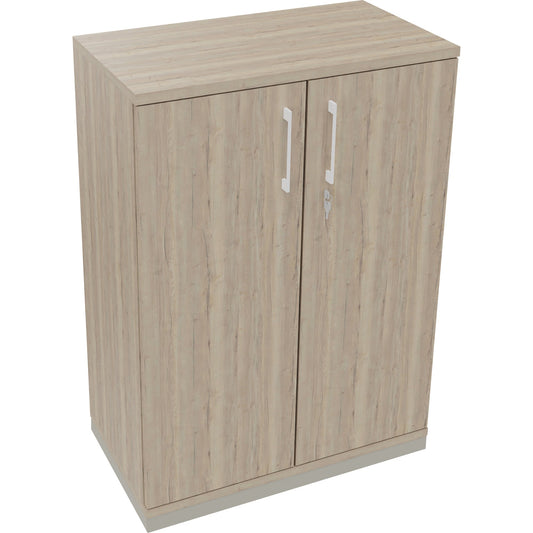 Flügeltürenschrank endless 800 x 1.133 x 442 mm (B x H x T) 2 Fachböden Holz Farbe: eiche natur silberaluminium