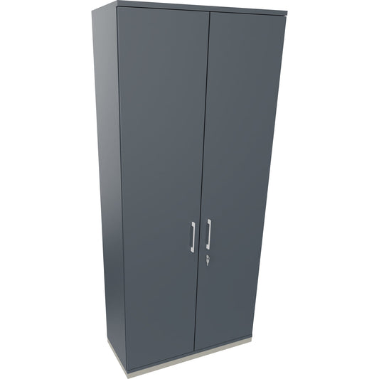 Flügeltürenschrank endless 1.000 x 2.221 x 442 mm (B x H x T) 5 Fachböden Holz Farbe: lavagrau silberaluminium