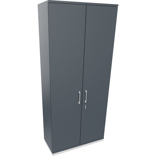 Flügeltürenschrank endless 1.000 x 2.221 x 442 mm (B x H x T) 5 Fachböden Holz Farbe: lavagrau verkehrsweiß