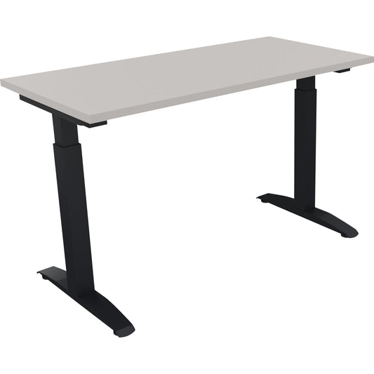 Schreibtisch all in one Maße: 1.200 x 650-850 x 600 mm (B x H x T) Holz lichtgrau