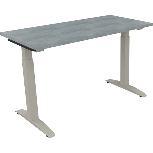Schreibtisch all in one Maße: 1.200 x 650-850 x 600 mm (B x H x T) Holz beton hell