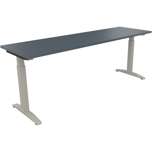 Schreibtisch all in one Maße: 2.000 x 650-850 x 600 mm (B x H x T) Holz lavagrau