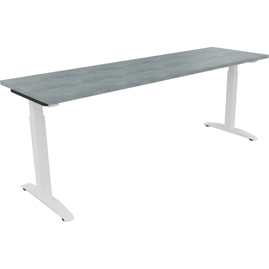 Schreibtisch all in one Maße: 2.000 x 650-850 x 600 mm (B x H x T) Holz beton hell