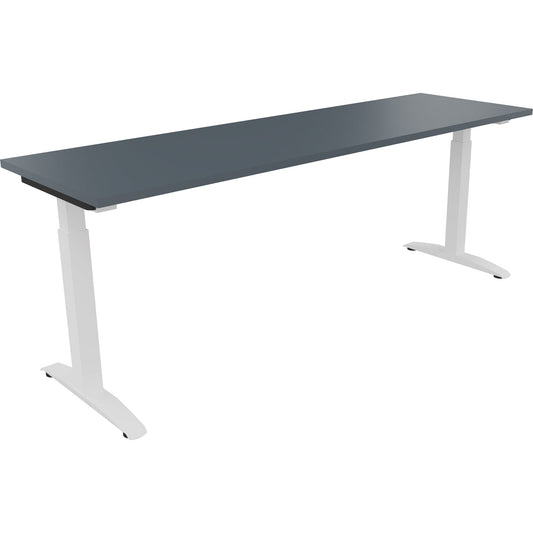 Schreibtisch all in one Maße: 2.000 x 650-850 x 600 mm (B x H x T) Holz lavagrau