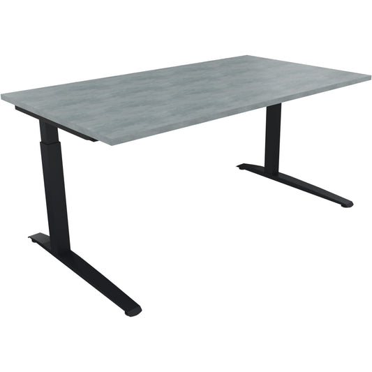Schreibtisch all in one Maße: 1.600 x 650-850 x 900 mm (B x H x T) Holz beton hell