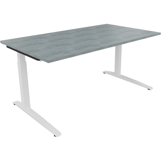 Schreibtisch all in one Maße: 1.600 x 650-850 x 900 mm (B x H x T) Holz beton hell