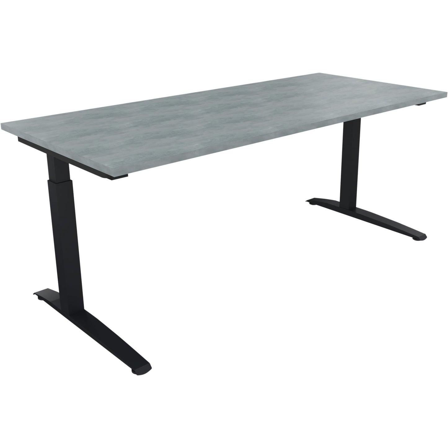 Schreibtisch all in one Maße: 1.800 x 650-850 x 800 mm (B x H x T) Holz beton hell