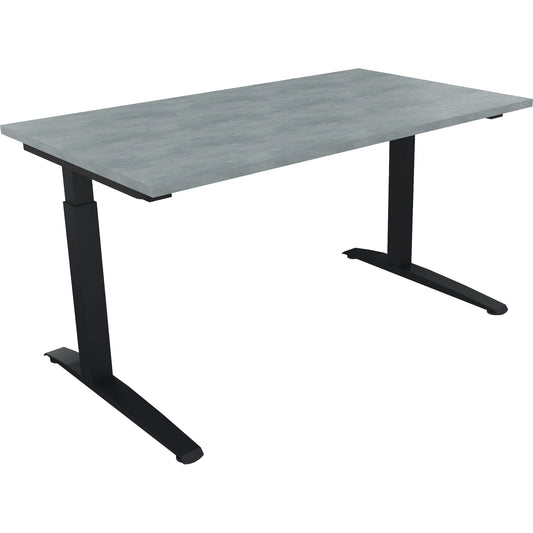 Schreibtisch all in one Maße: 1.400 x 650-850 x 800 mm (B x H x T) Holz beton hell