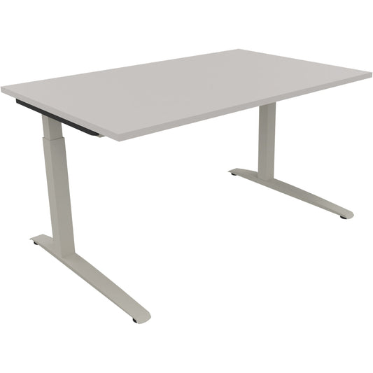 Schreibtisch all in one Maße: 1.400 x 650-850 x 900 mm (B x H x T) Holz lichtgrau