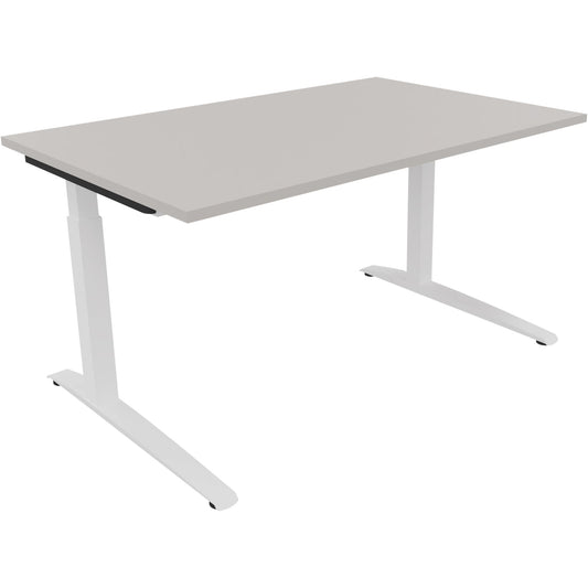 Schreibtisch all in one Maße: 1.400 x 650-850 x 900 mm (B x H x T) Holz lichtgrau