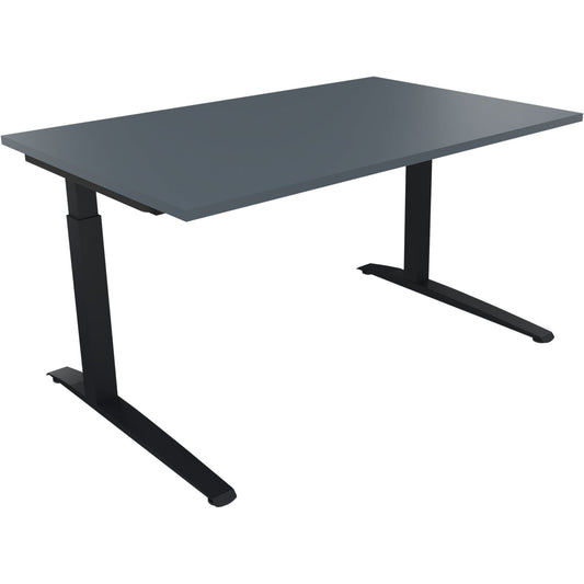 Schreibtisch all in one Maße: 1.400 x 650-850 x 900 mm (B x H x T) Holz lavagrau