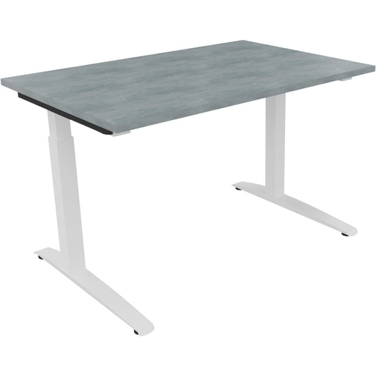 Schreibtisch all in one Maße: 1.200 x 650-850 x 800 mm (B x H x T) Holz beton hell